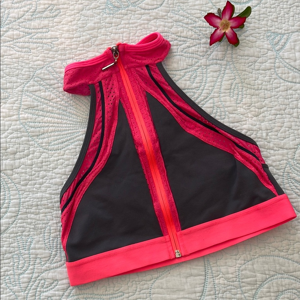 Babalu Pink and Gray High Neck Sports Bra One Size Small Medium
